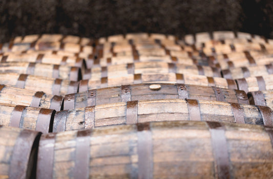 Distillery barrels, ageing bourbon