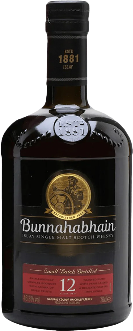 Bunnahabhain 12 Year Old Single Malt Scotch Whisky With Glasses