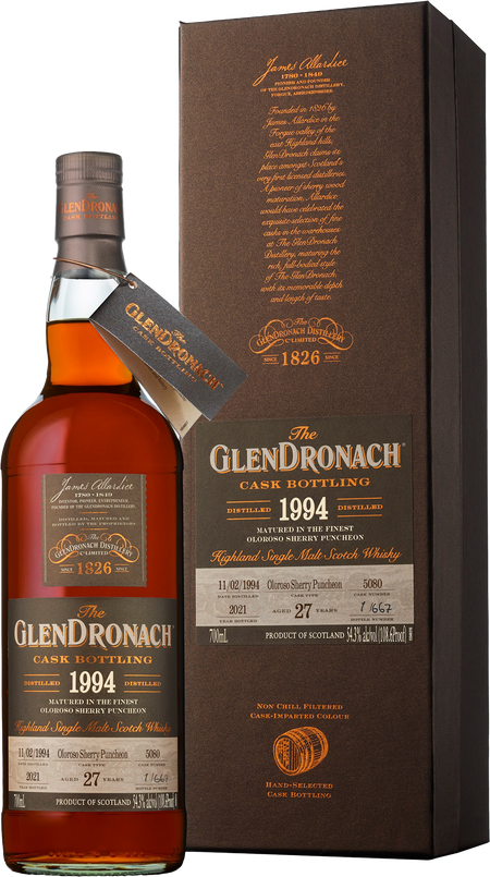 The GlenDronach 27 Year Old 1994 Oloroso Sherry Puncheon Single Malt Scotch Whisky (700mL)