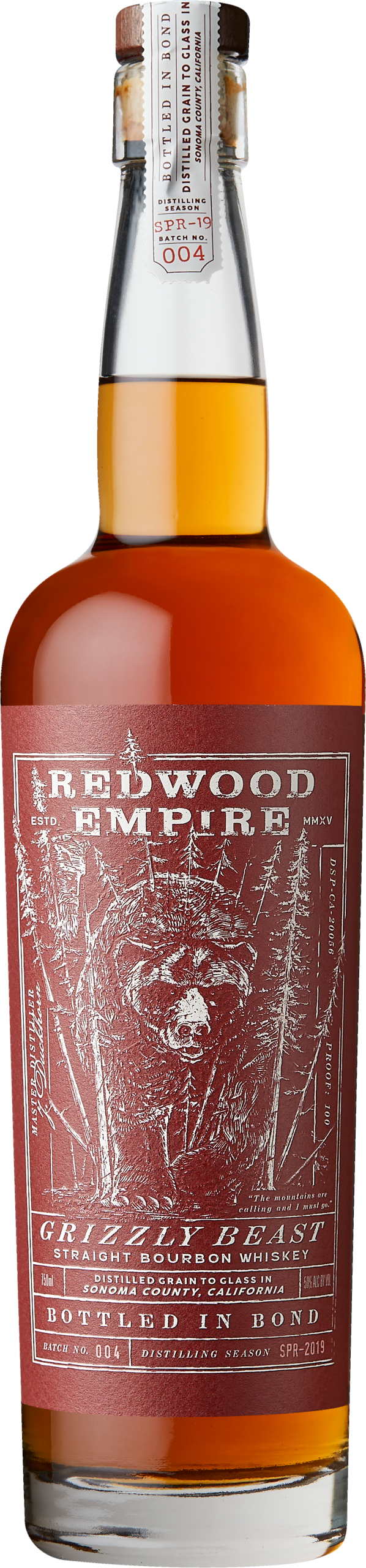 Redwood Empire Bottled in Bond Grizzly Beast Straight Bourbon Whiskey