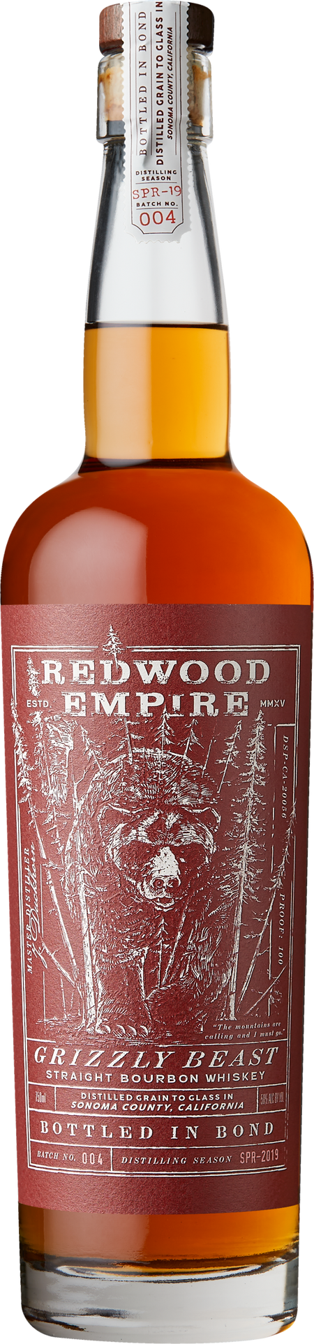 Redwood Empire Bottled in Bond Grizzly Beast Straight Bourbon Whiskey