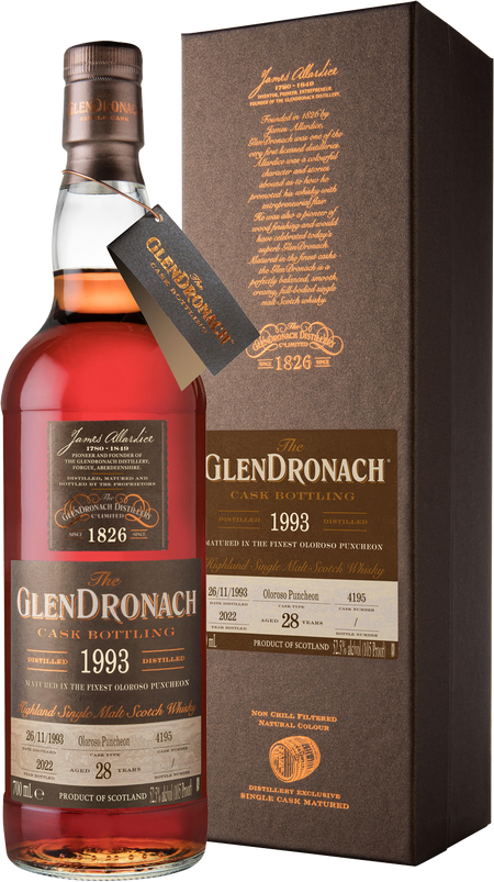 The GlenDronach 28 Year Old 1993 Cask #4195 Single Malt Scotch Whisky (700mL)