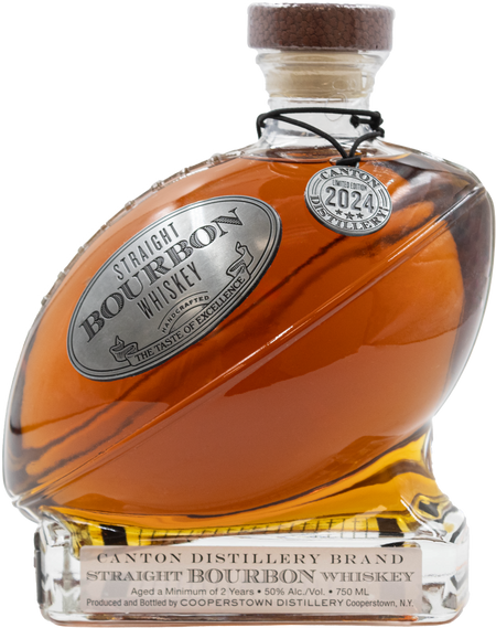 Canton Distillery Straight Bourbon Whiskey in a Football Decanter