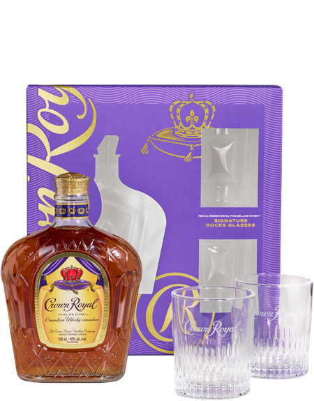 Crown Royal Fine De Luxe Blended Canadian Whisky with Glasses