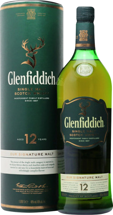 Glenfiddich 12 Year Old Single Malt Scotch Whisky (1L)