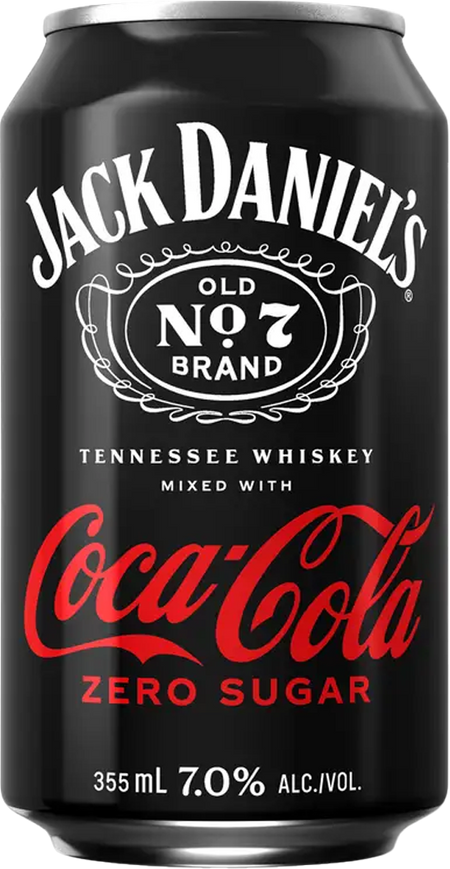 Jack Daniel's No.7 Whiskey & Coca Cola Zero Sugar Cocktail (354mL)