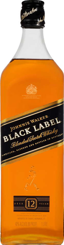 Johnnie Walker Black Label 12 Year Old Blended Scotch Whisky (1L)