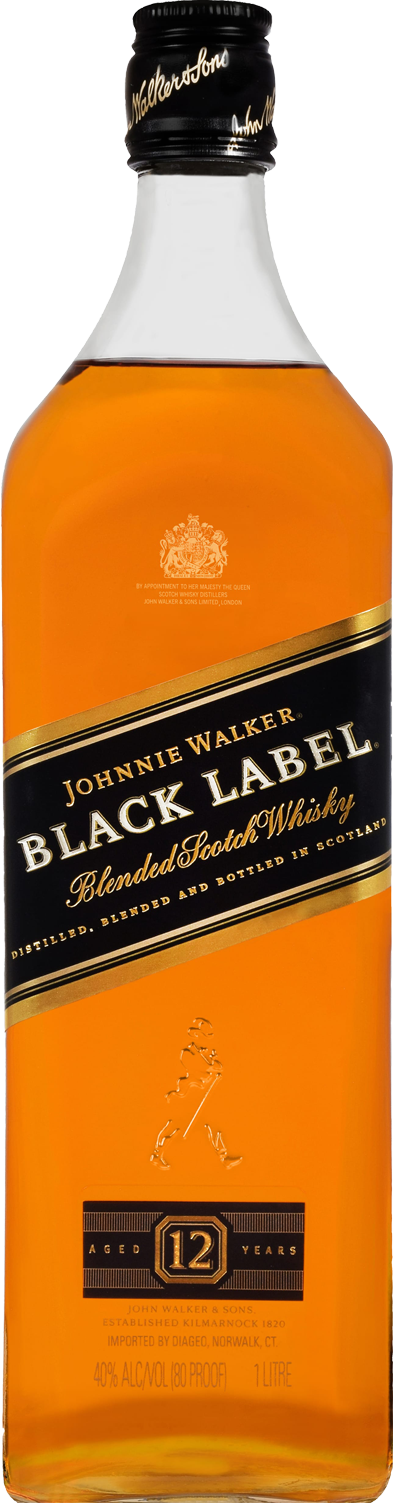 Johnnie Walker Black Label 12 Year Old Blended Scotch Whisky (1L)