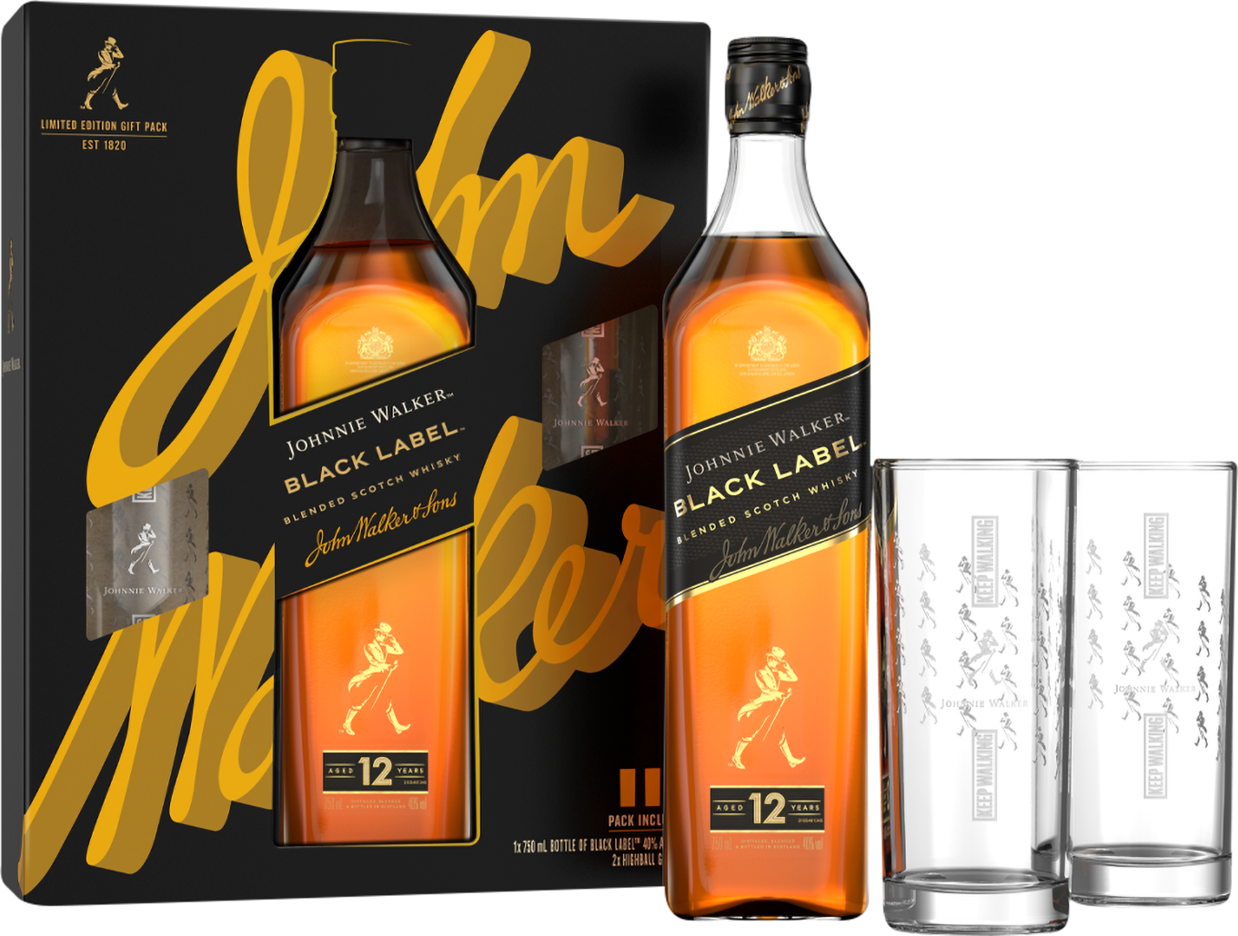 Johnnie Walker Black Label 12 Year Old Blended Scotch Whisky with