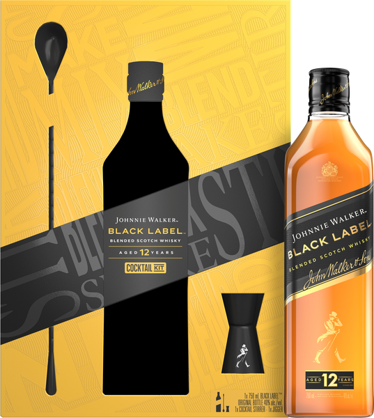 Johnnie Walker Black Label Blended Scotch Whisky Cocktail Kit