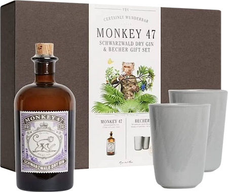 Black Forest Distillers Monkey 47 Schwarzwald Dry Gin & Becher Cup Gift Set (375mL)
