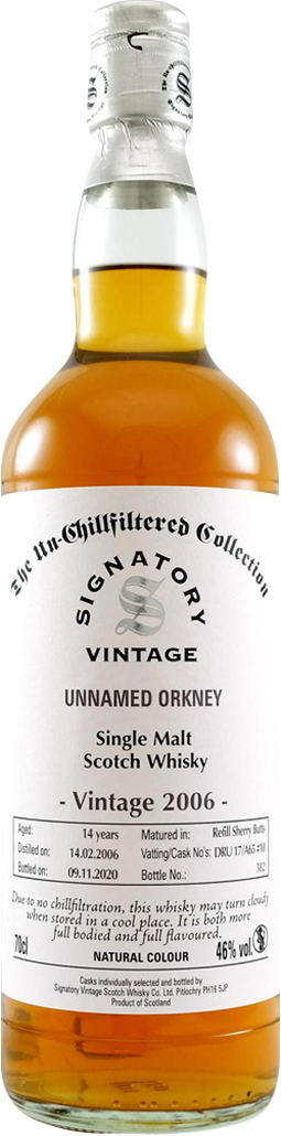 Signatory Vintage The Un-Chillfiltered Collection Unnamed Orkney 14 Year Old Single Malt Scotch Whisky