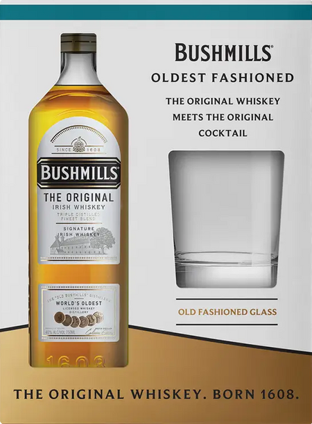 Bushmills Original Blended Irish Whiskey with Glasses