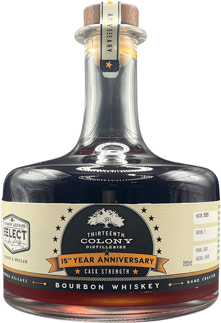 Thirteenth Colony Distilleries 15th Year Anniversary Cask Strength Bourbon Whiskey