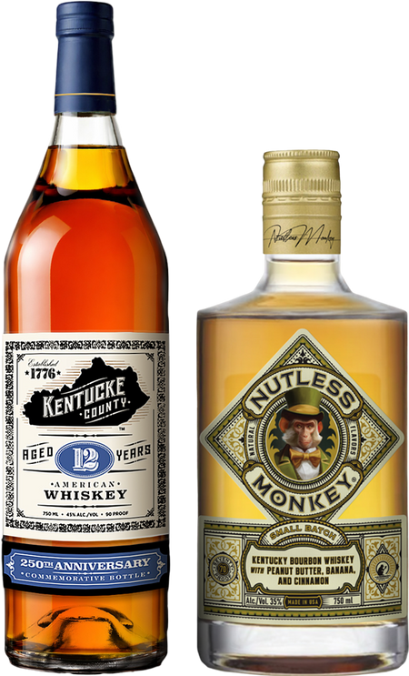Kentucke County 12 Year Old & Nutless Monkey Bourbon Whiskey (Buy 1 Get 1 Free)