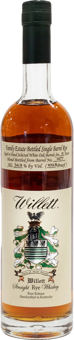 Willett Family Estate Single Barrel #1477 11 Year Old Straight Rye Whiskey