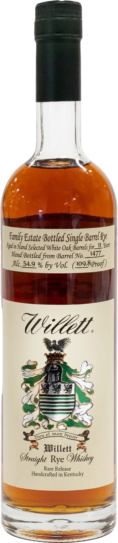 Willett Family Estate Single Barrel #1477 11 Year Old Straight Rye Whiskey