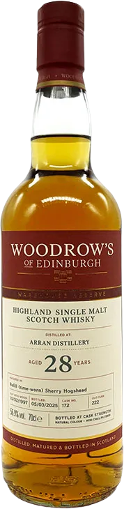 Woodrow's of Edinburgh Arran Refill Sherry Hogshead Matured 28 Year Old Single Malt Scotch Whisky (700mL)