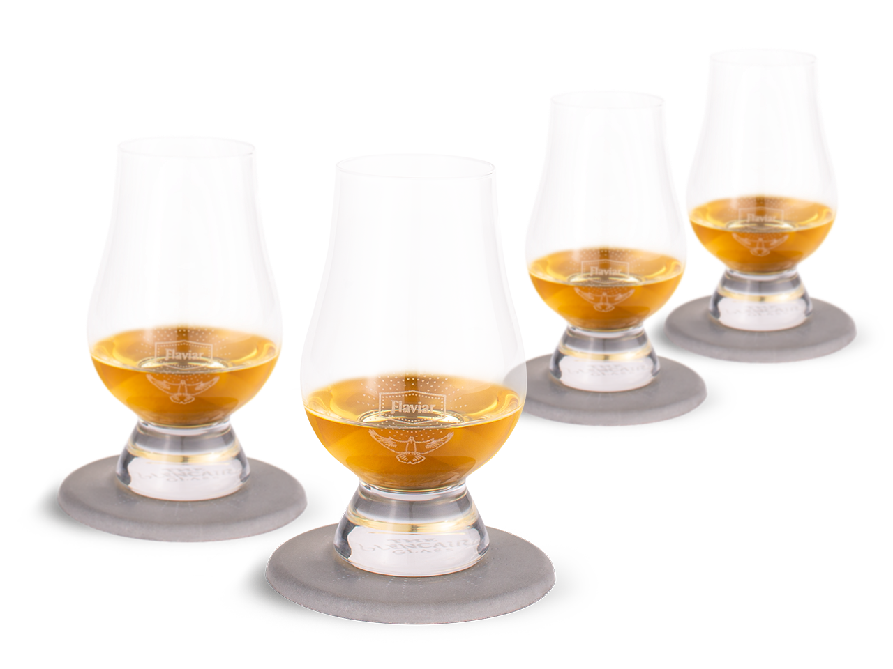 4 Flaviar Whisky Glasses & Coasters
