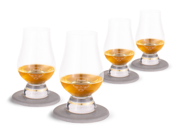 4 Flaviar Whisky Glasses & Coasters