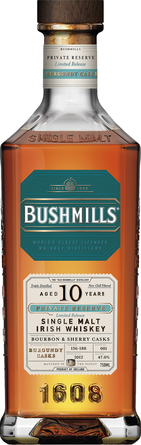 Bushmills Private Reserve 10 Year Old: Burgundy Casks 2012 Vintage Irish Whiskey