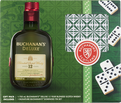 Buchanan's DeLuxe 12 Year Old Blended Scotch Whisky with Tin Domino Set