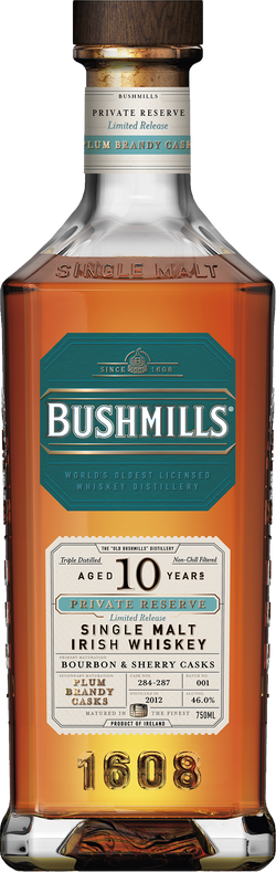 Bushmills Private Reserve 10 Year Old: Plum Brandy Casks 2012 Vintage Irish Whiskey