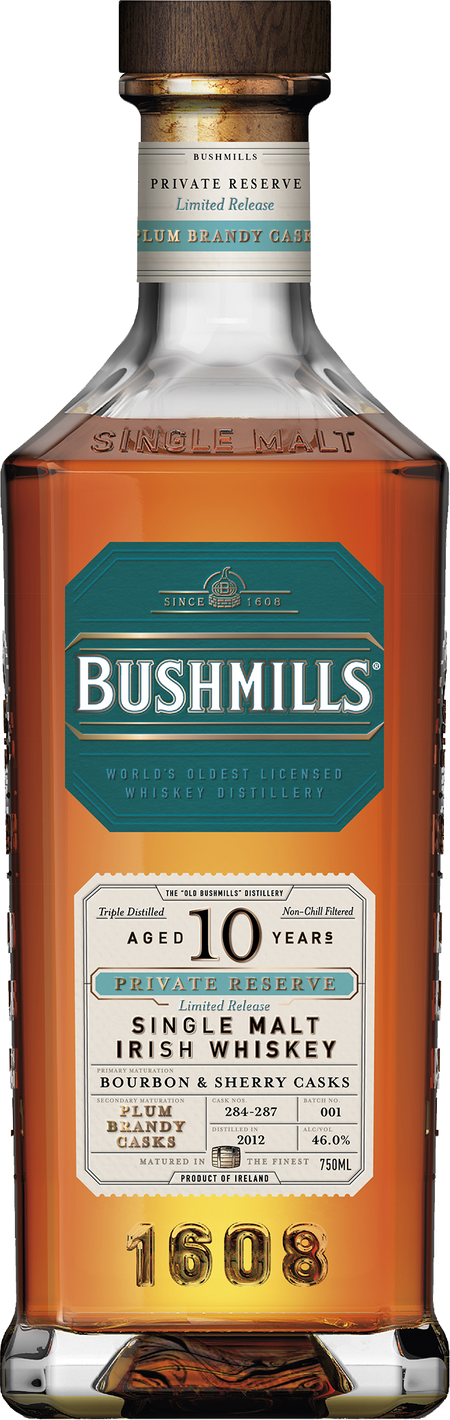 Bushmills Private Reserve 10 Year Old: Plum Brandy Casks 2012 Vintage Irish Whiskey